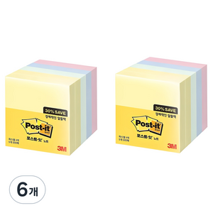 쓰리엠 포스트잇 노트 알뜰팩 654-5A, 혼합색상, 500개입, 6개