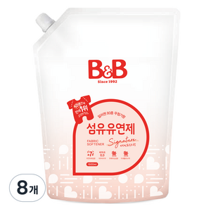 비앤비 유아 비자극 섬유유연제 자스민앤로즈향 리필형, 1.5L, 8개