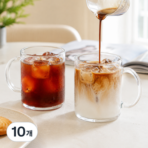 리빙메이트 트라이탄컵 손잡이형 410ml, 투명, 10개