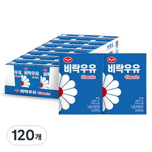 비락 우유 클래식, 120개, 200ml