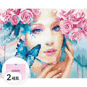 디클레어 액자 캔버스형 보석십자수 DIY 키트 40 x 50 cm, 장미소녀, 2세트