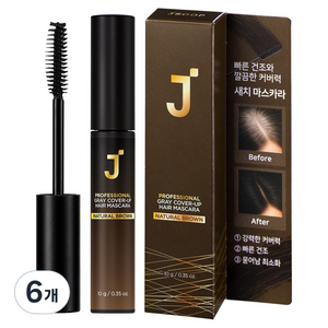 제이숲 프로페셔널 커버업 새치 마스카라 10g, 내추럴 브라운, 6개