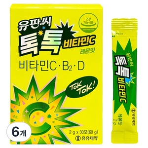 유판씨 톡톡 영국산 분말 팝핑 비타민C 스틱 레몬맛 30p, 60g, 6개