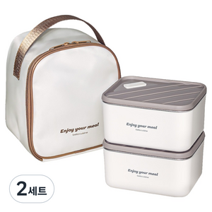벨라쿠진 무연마제 스텐 304 도시락통 600ml x 2p + 보냉백 세트, 혼합색상, 2세트