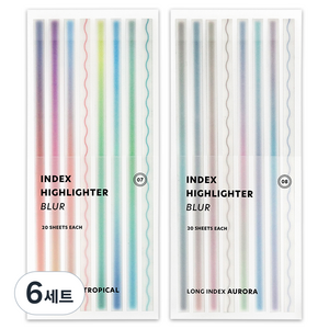 아이코닉 인덱스 하이라이터 스티커 롱블러 2종, 6세트