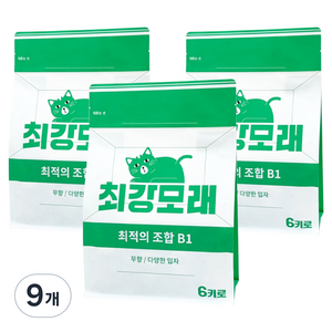 최강모래 최적의 조합 B1 벤토나이트 고양이모래, 6kg, 9개, 무향