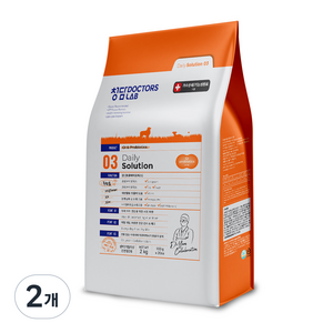 청담닥터스랩 강아지 데일리 솔루션 기능성 사료, 장건강/유산균, 2kg, 2개