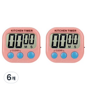 GUNU 요리조리 마그네틱 주방 타이머, 핑크, 6개