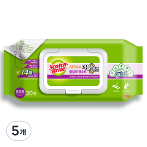 스카치브라이트 올뉴 더블액션 물걸레 청소포 표준형 20p, 5개