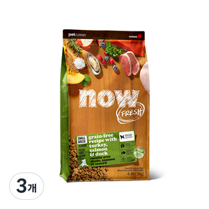 now 그레인프리 스몰브리드 시니어사료, 칠면조, 2kg, 3개