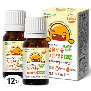 뉴트리디데이 베이비앤키즈 비타민D 이지드롭 생유산균, 10ml, 12개