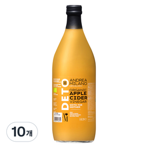 안드레아밀라노 유기농 사과식초, 1L, 10개