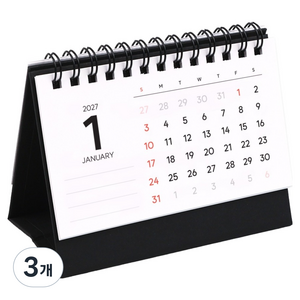 워너디스 2027 비기닝 심플 미니 데스크 캘린더, 블랙, 3개