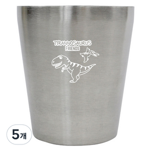 키친유 아동용 티라노 스텐 304 이중컵, 300ml, 5개, 혼합색상