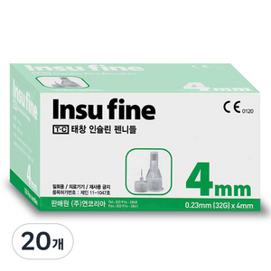 태창 인슈파인 인슐린 펜니들 32G 4mm, 20개, 100개입