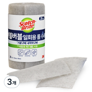 스카치브라이트 3M 버블버블 일회용 롤 수세미, 28개입, 3개