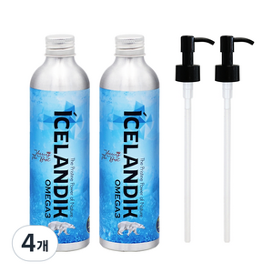 아이슬랜딕글래셜 반려동물 헤링 오일 영양제, 250ml, 오메가3, 4개
