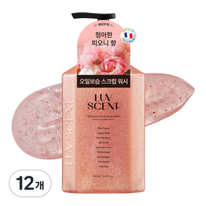 럽센트 스크럽 바디워시 웨딩부케 핑크 피오니향, 12개, 500ml