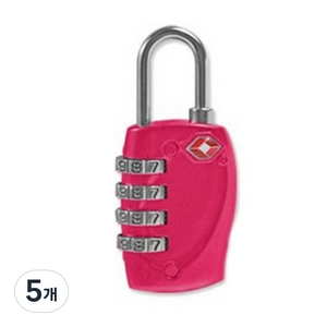 히키스 TSA 여행용 4중번호잠금 핫핑크 자물쇠, 5개