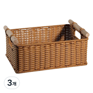 블럭마트 수납 손잡이 라탄 바구니, type2, 3개