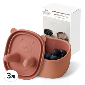 퍼기 곰돌이 이지그립 보관용기, 300ml, 드라이로즈, 3개
