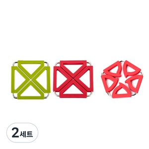 듀얼 냄비 받침대 사각 그린 + 오각 레드 2p, 혼합 색상, 2세트