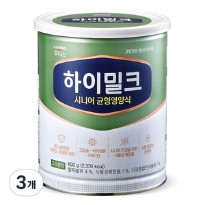 하이밀크 시니어 균형영양식, 600g, 3개