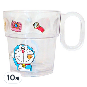 아이조움 도라에몽 도트 손잡이컵, 혼합색상, 10개, 220ml