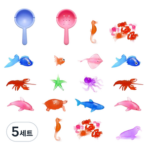 바른코리아 금붕어와 바다친구들 물놀이 장난감 18종 + 뜰채 2종 세트, 혼합색상, 5세트