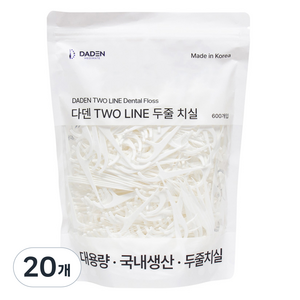 다덴픽 TWO LINE 두줄 치실, 7.6cm, 600개입, 20개