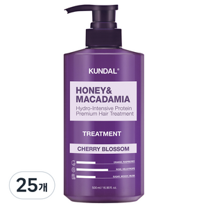 쿤달 허니 앤 마카다미아 헤어 트리트먼트 체리블라썸향, 500ml, 25개