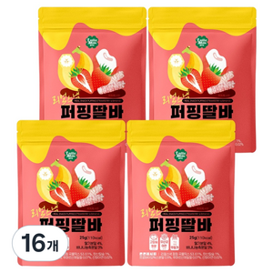룰루맘 리얼스낵 퍼핑딸바, 25g, 16개, 혼합맛(딸기/바나나)