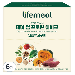 라이프밀 황성주 박사의 데이업 프로틴 쉐이크 단호박 고구마 7p, 315g, 6개