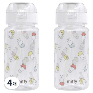 키친유 유아용 미피 빨대 물병, 혼합색상, 350ml, 4개