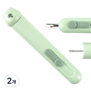 JSTrading 3in1 멀티 실꿰기 실뜯개 바늘 바늘통, 그린, 2개