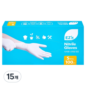 EZn이지엔 니트릴 장갑 3.5g 100p, 화이트, 소, 15개