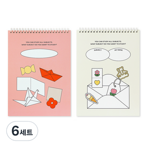 인디고어린이 초등 두툼 도화지 종합장 35매 130g x 2종 세트, 핑크, 6세트