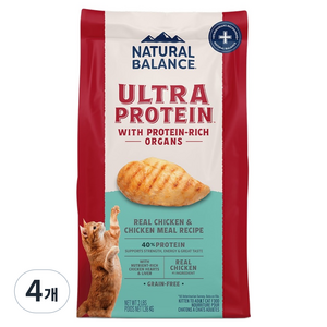 내추럴발란스 전연령 캣 울트라 프로틴 리얼 레시피 건식사료, 닭, 1.36kg, 4개