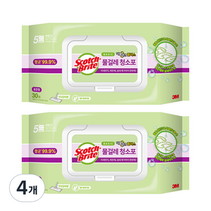 스카치브라이트 베이직 물걸레 청소포 더블액션 플러스 표준형 30매, 4개