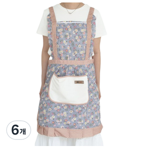 씨오브비 가정용 플라워 레이스 앞치마, 블루, 6개