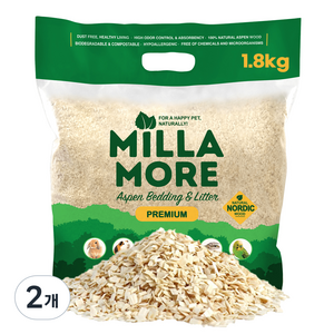 밀라모어 앵무새 먼지없는 아스펜 프리미엄 베딩, 2개, 1.8kg