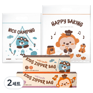 케이맘 유아용 손잡이 투명 지퍼백 핸들형 M 35p + XL 20p 세트, 2세트
