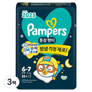 팸퍼스 2025 통잠 팬티형 밤기저귀 아동공용, 6단계, 66매