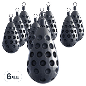 몽크로스 딤플 봉돌 물방울 블랙, 3개입, 6세트