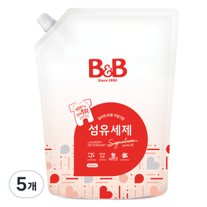 비앤비 비자극 유아 섬유 세제 시그니처 알러젠프리향 캡리필형, 1.5L, 5개