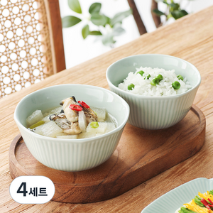 윤도자기 메종오브제 국산 청아 공기 대접세트, 공기 + 대접, 4세트