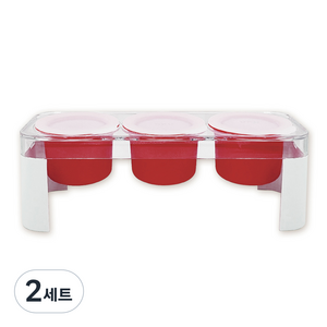 디자인앤쿠 캡슐형 이유식큐브 미니멀캡슐 35ml 3p + 트레이 세트, 레드(캡슐), 2세트