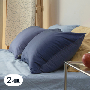 바자르 보들보들 렌징모달 베개커버 + 솜, 네이비, 2개