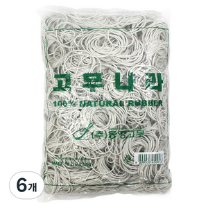 고무나라 1kg 고무밴드 70 x 1.5 mm, 흰색, 6개
