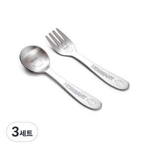 홈애니 유아 양식커트러리 세트, 3세트, 코끼리, 스푼 + 포크